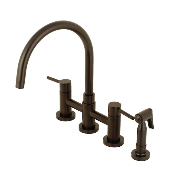 Kingston Brass Concord 2-Handle Bridge Kitchen Faucet W/Brass Side Sprayer, Bronze KS8275DLBS - main